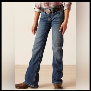 NWT Ariat Jeans Girls 8 Blue Denim CHILLBLUE R.E.A.L. CLOVER Boot Jean Rodeo NEW